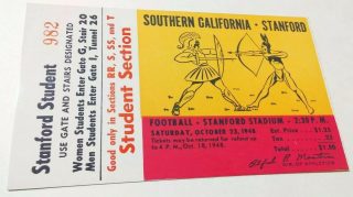 1948 NCAAF Stanford ticket stub vs USC