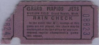1949 Grand Rapids Jets baseball ticket stub