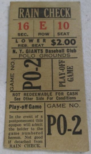 1951 New York Giants Win the Pennant ticket stub