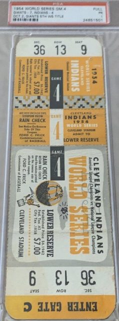 1954 World Series Game 4 ticket Giants Indians
