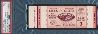 1964 AFL Buffalo Bills Full Ticket vs Oilers