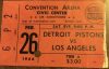 1966 Detroit Pistons ticket stub vs Lakers