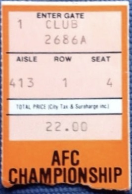 1982 AFC Championship ticket stub Chargers Bengals