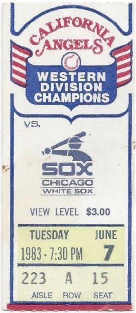 1983 California Angels ticket stub vs White Sox