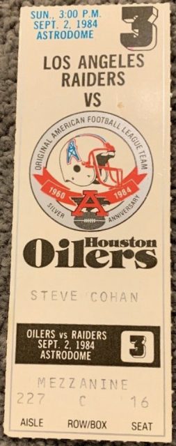 1984 Warren Moon NFL debut ticket stub