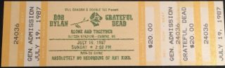 1987 Bob Dylan Grateful Dead Ticket