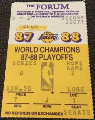 1988 NBA Finals Game 2 ticket stub Lakers vs Pistons