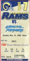 1999 St. Louis Rams ticket stub vs Panthers