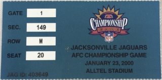 2000 AFC Championship Game ticket stub Titans vs Jaguars