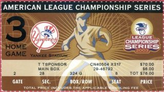 2003 ALCS Game 6 ticket stub Red Sox Yankees