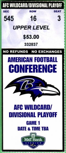 2004 AFC Wild Card Game ticket stub Ravens vs Titans