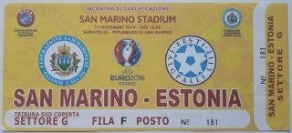 2014 Euro Cup Qualifier ticket stub San Marino vs Estonia