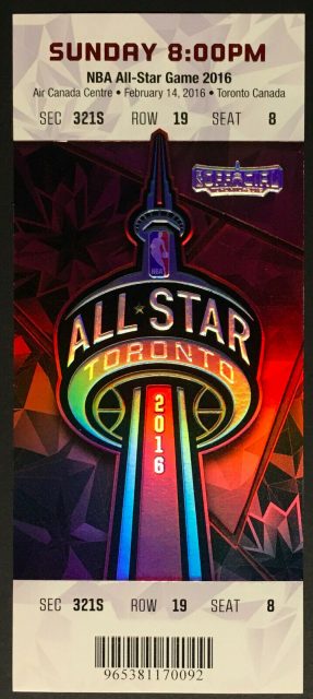 2016 NBA All Star Game Toronto ticket stub