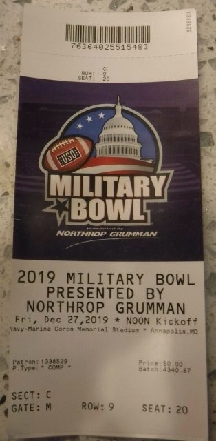 2019 Military Bowl Ticket Stub North Carolina vs Temple
