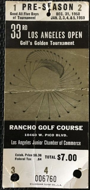 1959 Golf 33rd Los Angeles Open ticket stub