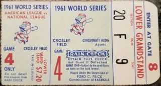 1961 World Series Game 4 ticket stub Reds Yankees