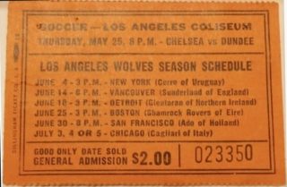 1967 Friendly Ticket Stub Chelsea vs Dundee in Los Angeles