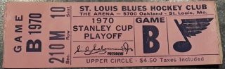 1970 Stanley Cup Final ticket stub Bruins vs Blues