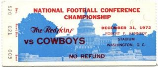 1972 NFC Championship Game ticket stub Washington Dallas
