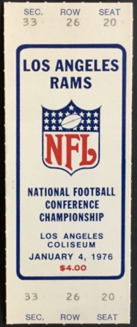 1976 NFC Championship Game ticket stub Los Angeles Dallas
