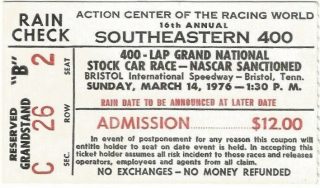 1976 Southeastern 400 ticket stub