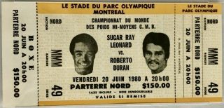 1980 Boxing ticket Sugar Ray Leonard vs Roberto Duran
