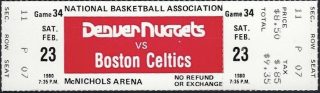 1980 Denver Nuggets ticket vs Boston Celtics