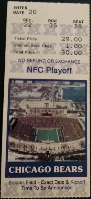 1988 NFC Divisional Playoff Game ticket stub Bears Eagles