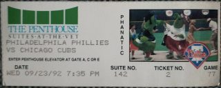 1992 Philadelphia Phillies ticket stub vs Chicago Cubs