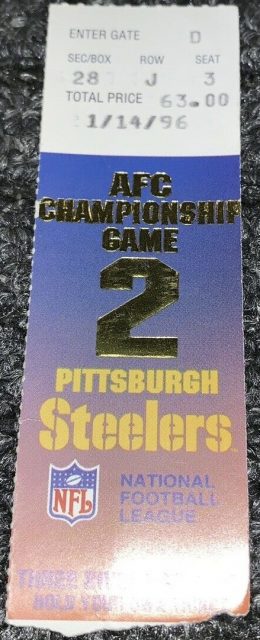 1996 AFC Championship Game ticket stub Steelers Colts