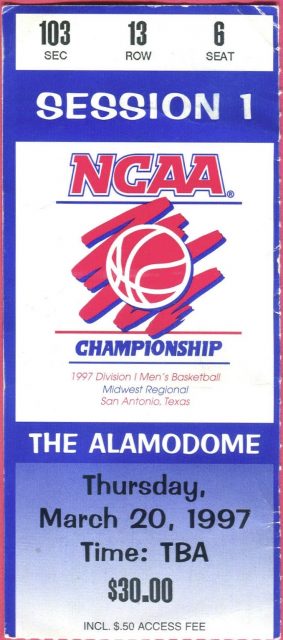 1997 NCAA Tourney ticket stub Minnesota vs Clemson