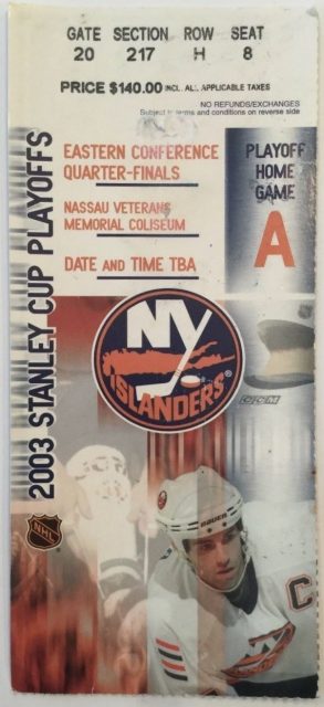 2003 Stanley Cup Playoff Ticket Stub Islanders Senators